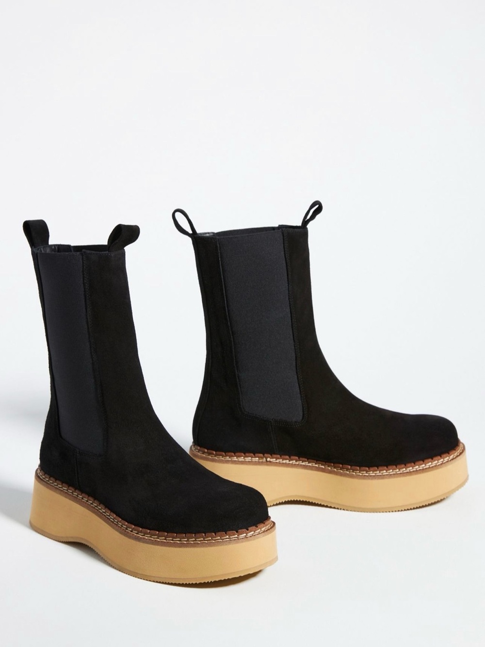 Barely Worn Paloma Barcelo Black Suede Platform Chelsea Boots